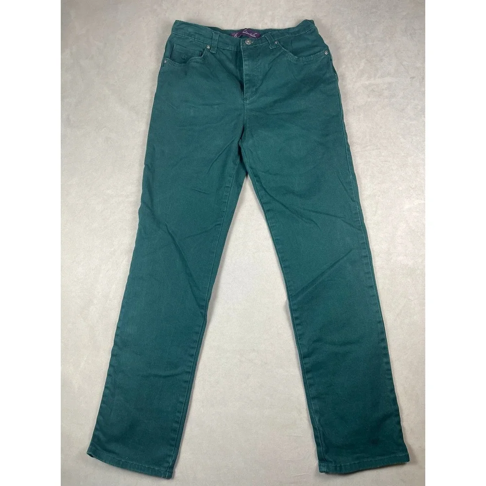 Gloria Vanderbilt Amanda High Rise Tapered Leg Jeans Teal Green Size 6 Womens
